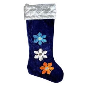 Florida Gators Christmas Stocking Velvety Blue Orange White Snowflakes UF Sports